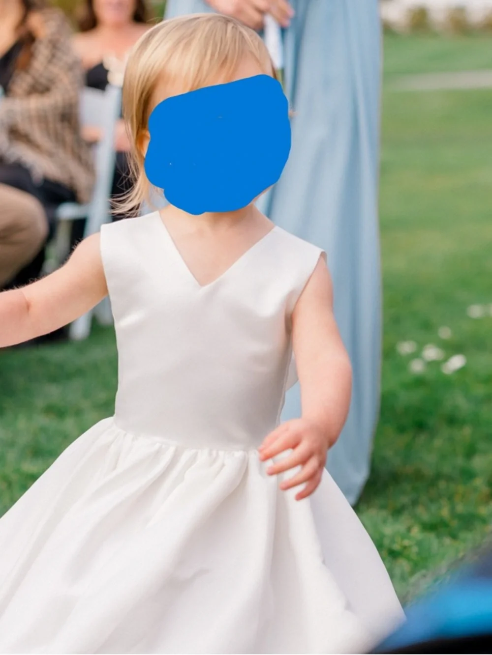 Ivory V-Neck Flower Girl or Baptism Dress